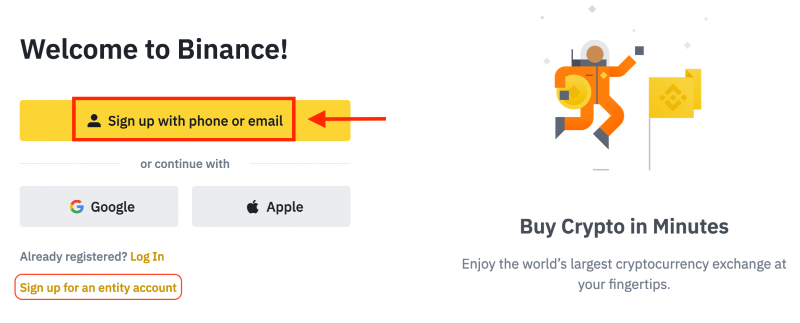 How to Open Account and Deposit into Binance