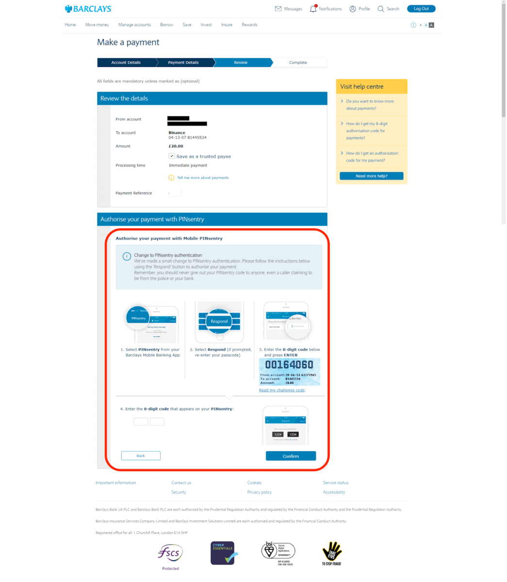 Einlagenüberweisung bei der UK Bank in Binance Einlagenüberweisung bei der UK Bank in Binance