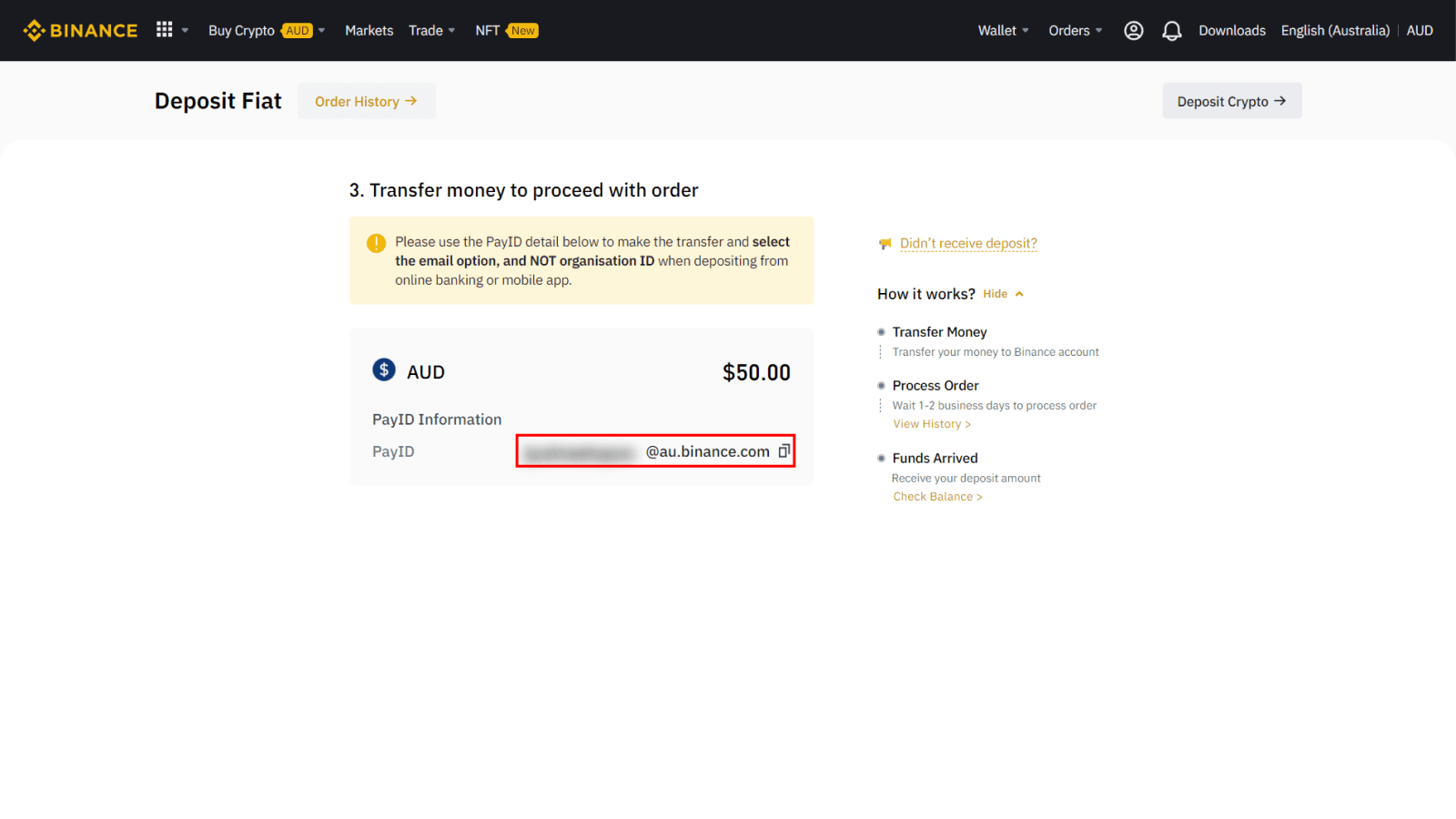 How to Deposit/Withdraw AUD Using PayID/OSKO on Binance via Web and Mobile App How to Deposit/Withdraw AUD Using PayID/OSKO on Binance via Web and Mobile App